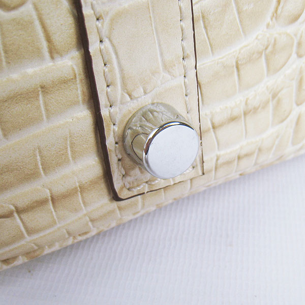 High Quality Fake Hermes Birkin 35CM Crocodile Head Veins Leather Bag Cream 6089